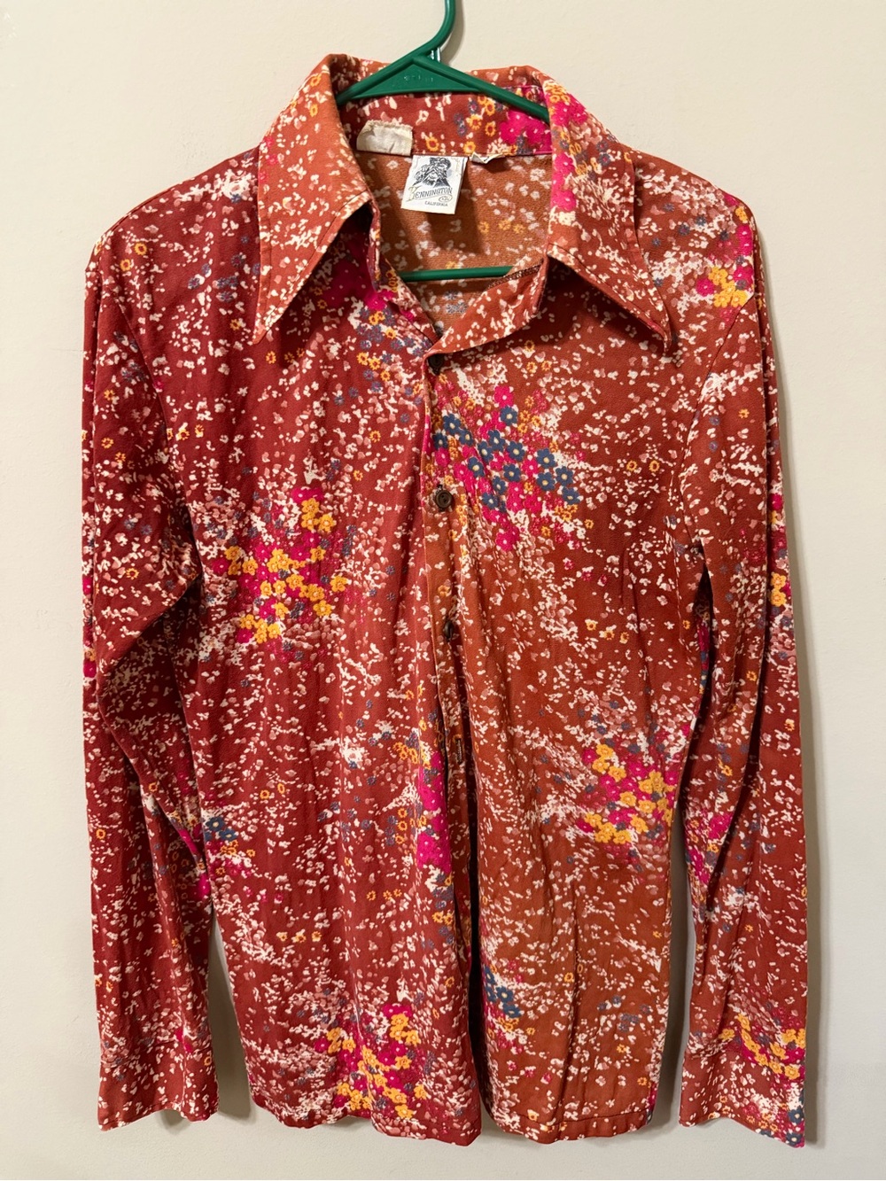 vintage Kennington Ltd. Button down 1970s fall floral pattern medium retro chic